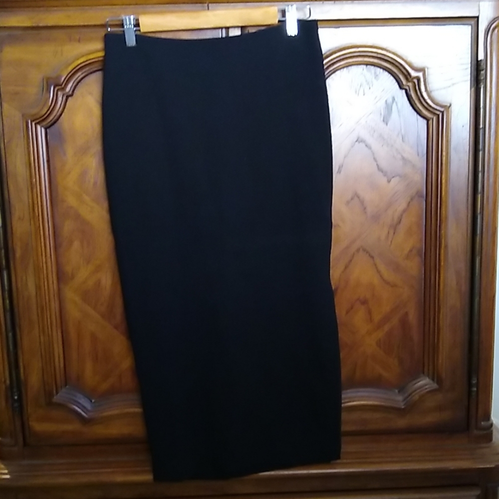 Richard Tyler Couture Black Textured Wool Skirt 6